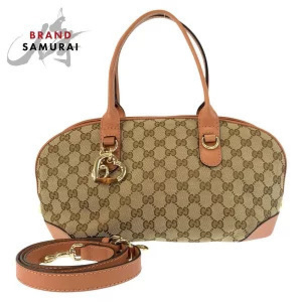 Gucci heart shaped bag beige pink GG canvas leather Handbag shoulder
